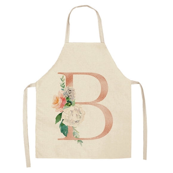WMQPNNS New Trending English Letter Rose Series Linen Apron for Adults and Children's Kitchen Fouling Apron Todays Deals Clearance Sale