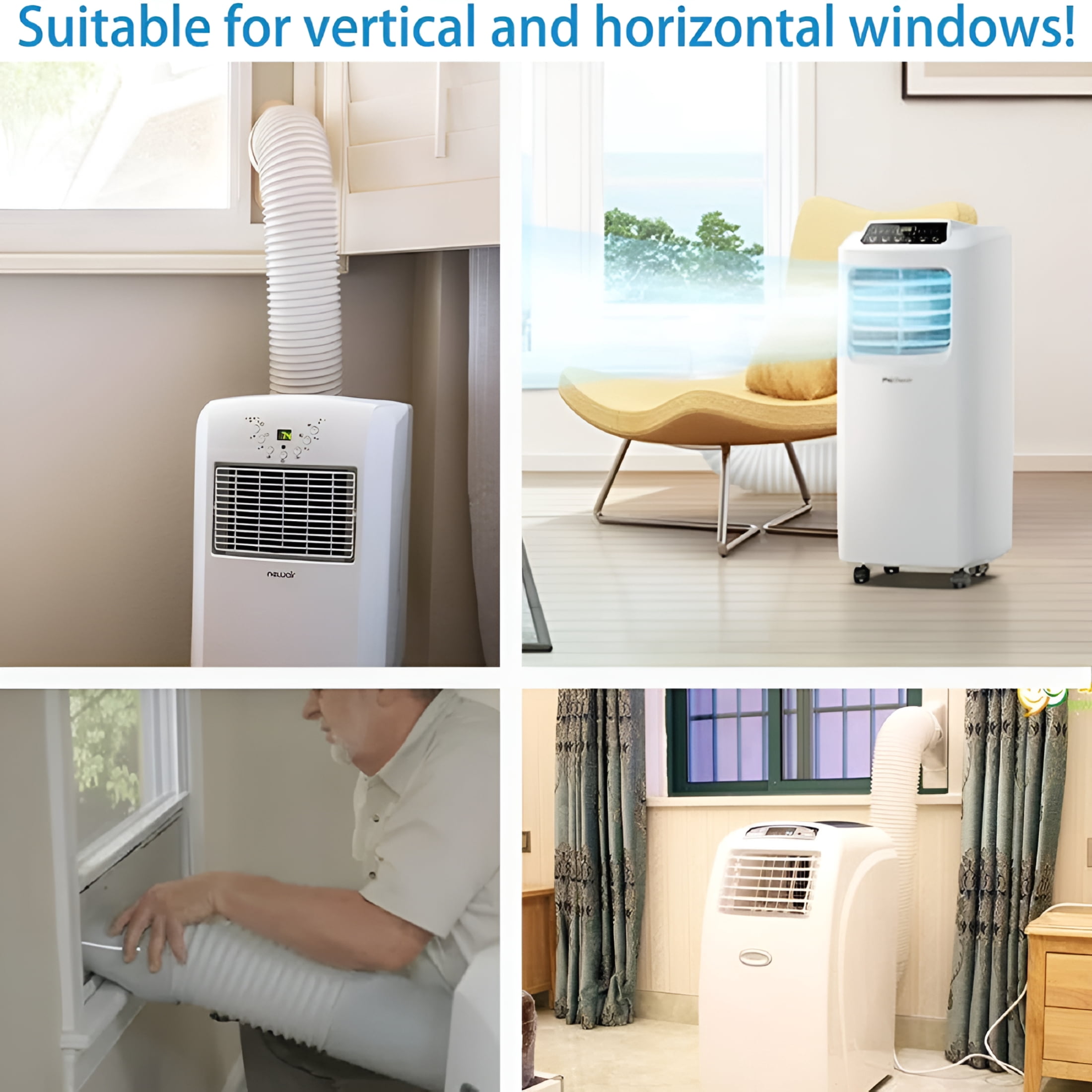 ARLAJO Portable Air Conditioner Window Vent Kit,Adjustable Window Seal with 5.9 Inch Diameter,59 Inch Length Exhaust Hose,Universal for Sliding Horizontal Or Vertical Window