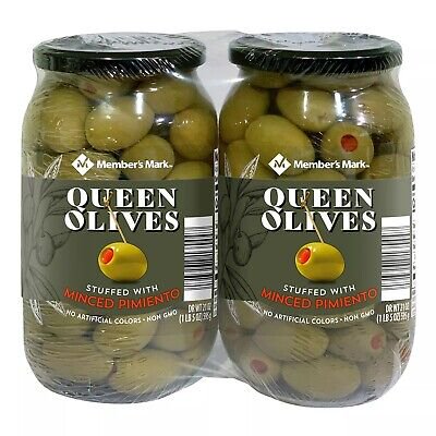 Member‘s Mark Queen Olives stuffed with Minced Pimiento 21 Ounce (Pack of 2)