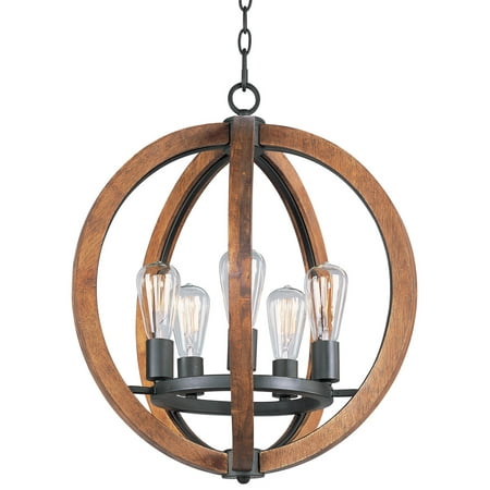 

Chandeliers 5 Light Bulb Fixture With Anthracite Tone Finished MB Bulb Type 18 inch 300 Watts