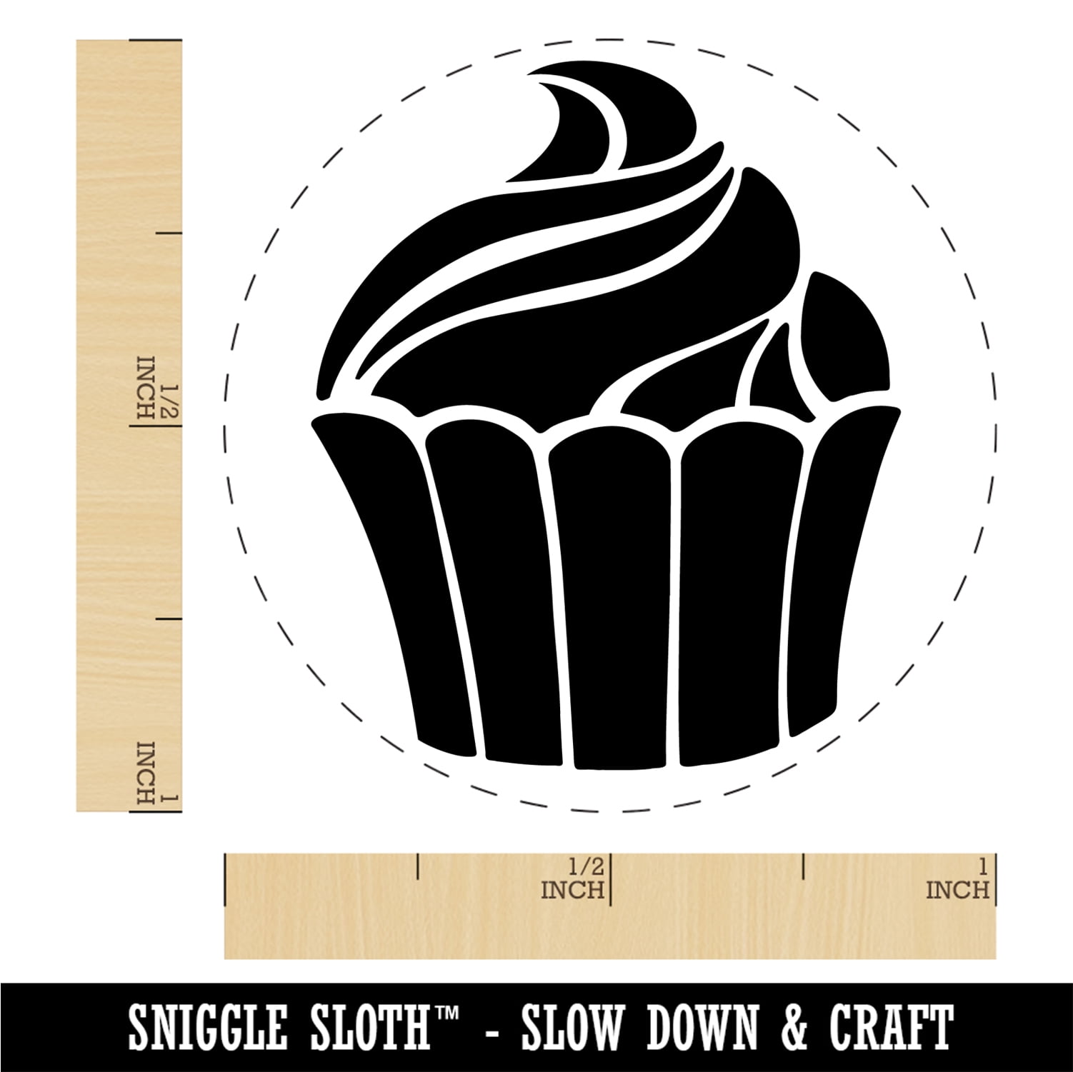 Yummy Sweet Cupcake Birthday Anniversary Celebration Self-Inking Rubber Stamp Ink Stamper - Pink Ink - Medium 1 Inch