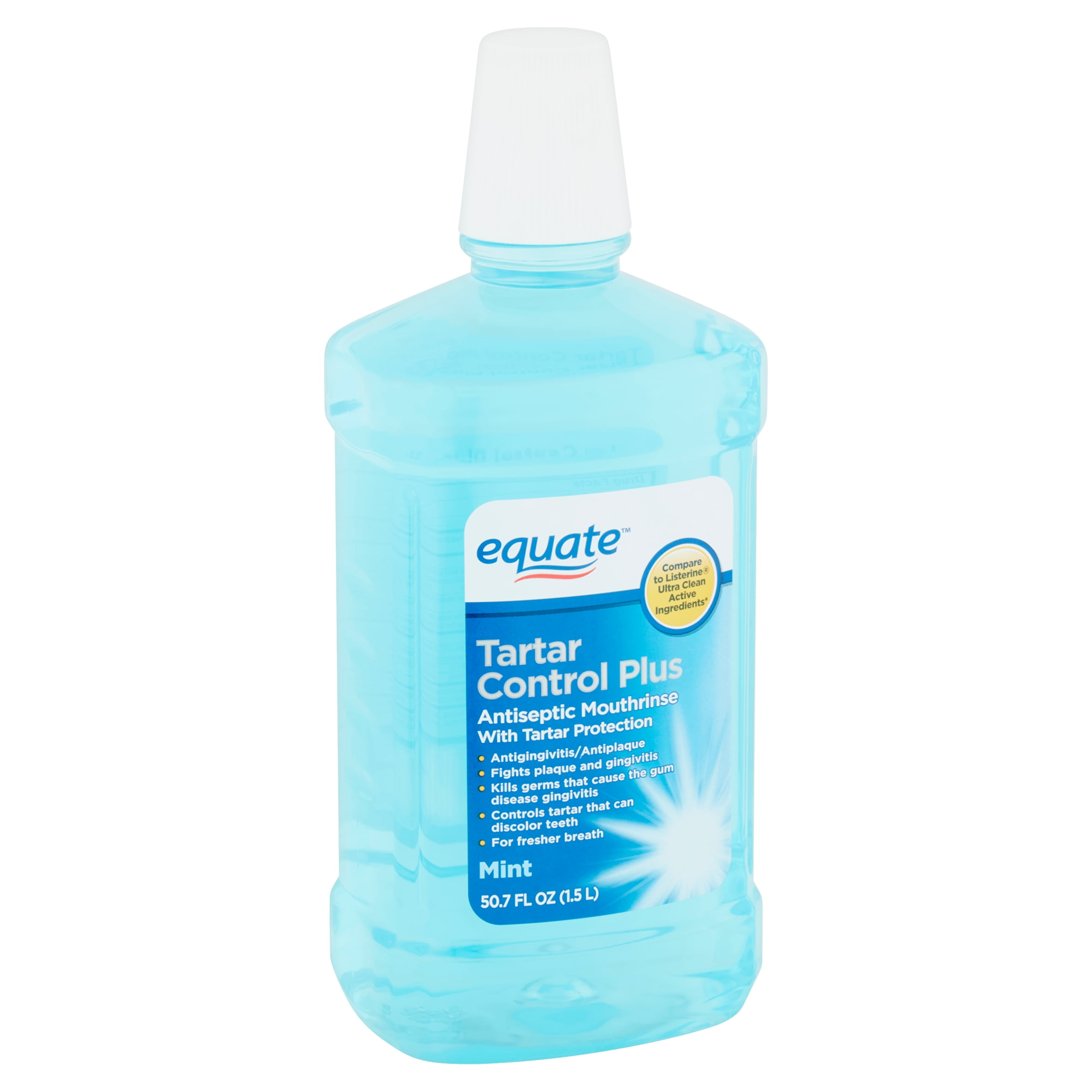 Equate Plaque Removing Mouthwash, Mint, 50.7 Fl oz