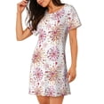 thumbnail image 2 of Rateoe Fireworks Print Women’s Nightdress – Cozy Cotton Short-sleeved Sleep Shirt, Loose-Fit Sleepwear, Perfect for Relaxing and Sleeping, 2 of 6