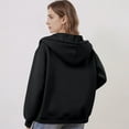 thumbnail image 5 of Mohiass Zip Up Hoodie Casual Cute Oversized Drawstring Womens Hoodie Y2k Fall Winter Long Sleeve Solid Fashion Zipper with Pockets Black S, 5 of 5