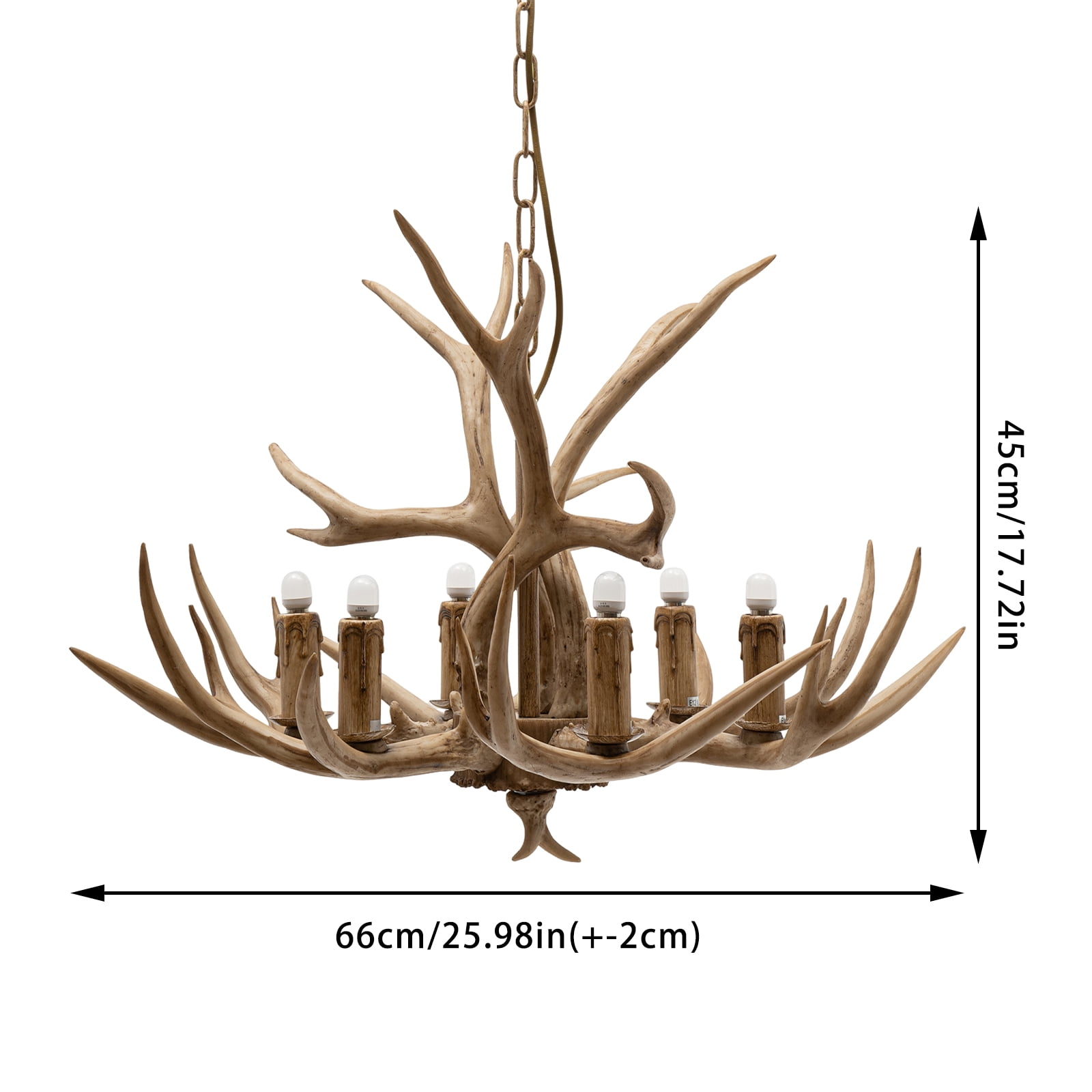 Dwellnix E12 Bulb Chandelier, Indoor Antler Lighting With Removable Horns, Dimmable 60W Capacity For Entryways, Bedrooms & Western-Themed Spaces