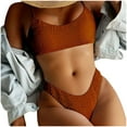 thumbnail image 2 of Birdeem Ensemble de Maillot de Bain Aguichant pour Femmes Style Bretelles Col Rond Couleur Unie Bikini, 2 of 12
