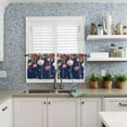 thumbnail image 4 of Christmas Blue Kitchen Curtains and Valances Set, Rod Pocket Curtains Tier Farmhouse Window Curtains 24 Inch Length, Poinsettia Flowers Ball Leaves Snowflake 3 Piece Kitchen Curtains Set, 4 of 6