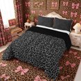 thumbnail image 3 of Meiyoeat Neutral Leopard Print Queen Comforter Set 3 Pieces, Monochrome Spot Pattern Comforter Sets Queen, Gray Black,Black Reversible, 3 of 6