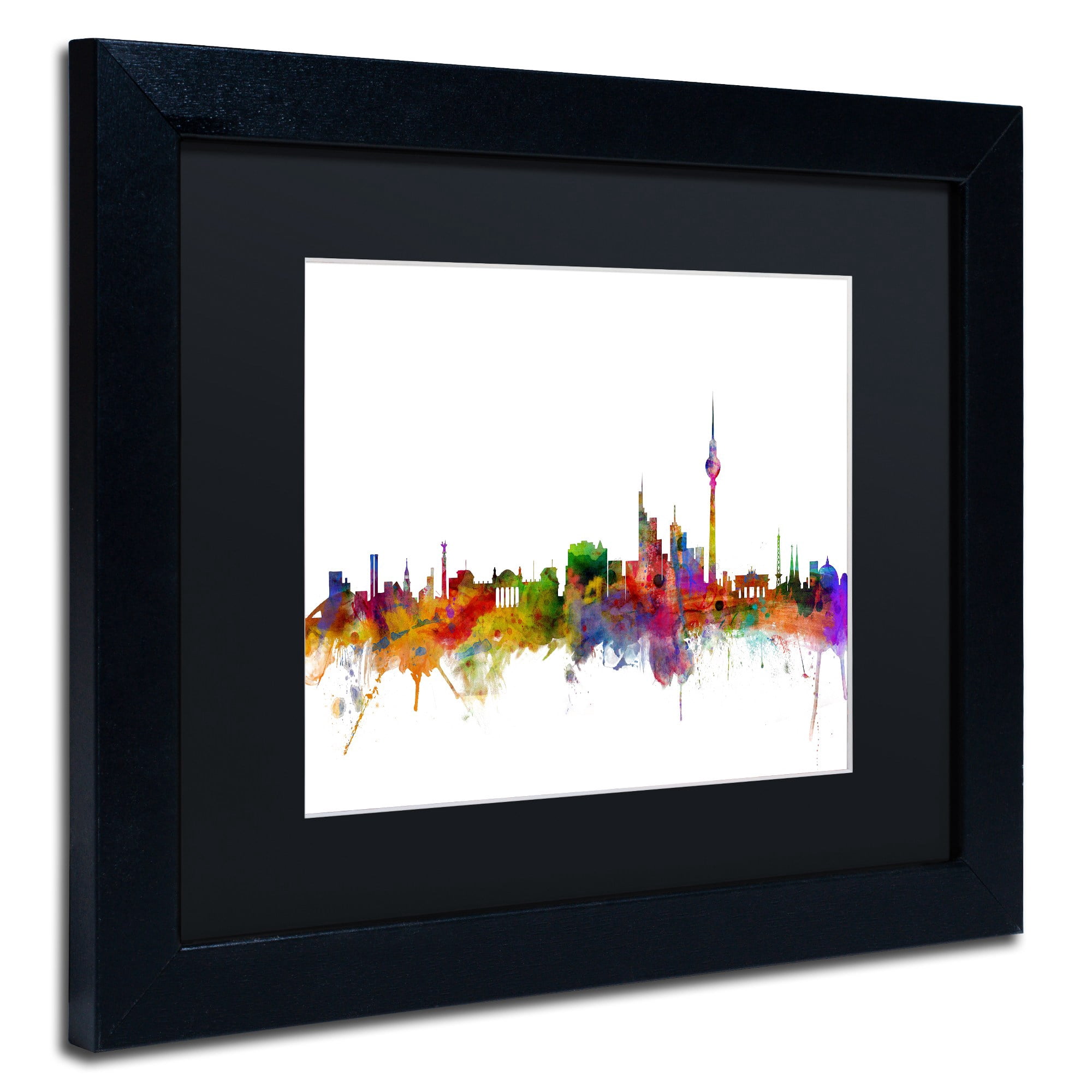 Trademark Fine Art "Berlin Germany Skyline III" Canvas Art by Michael Tompsett Black Matte, Black Frame