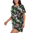 thumbnail image 2 of Naloa Lilies Flowers Women's Short-Sleeved Pajama Set, Loungewear, Summer pajamas, Breathable Cozy - Large, 2 of 9