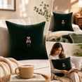 thumbnail image 4 of Christmas Cute Bear Throw Pillow, Christmas Dark Green Velvet Cushion with Insert, Sofa Bedroom Home Decor Gift, 4 of 7