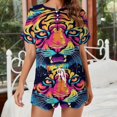 thumbnail image 2 of Tiger Animal Graffiti Print Women'S Pajamas Set Summer Sleepwear Sets 2 Piece Lounge Set, 2 of 7