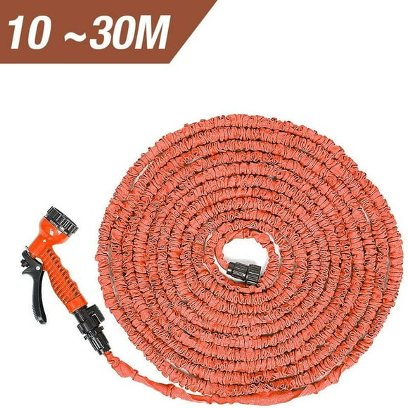 100FT Expandable Retractable Garden Hose 10m/30M with 7 Function Spray Gun Orange