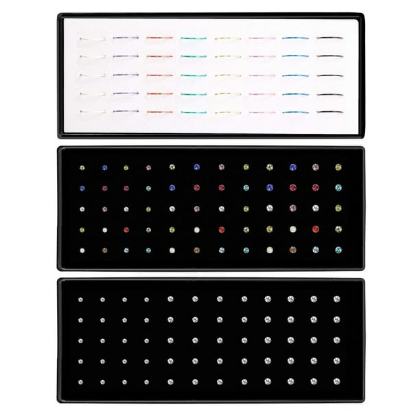 Pendientes NewCraft para nariz, 160 unidades, acero quirúrgico, multicolor