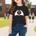 thumbnail image 5 of Kids Heart Graphic T-Shirt for Girls, 100% Cotton Short Sleeve Tee, Soft Casual Top for Ages 4-10, Black,Size 5 T, 5 of 9