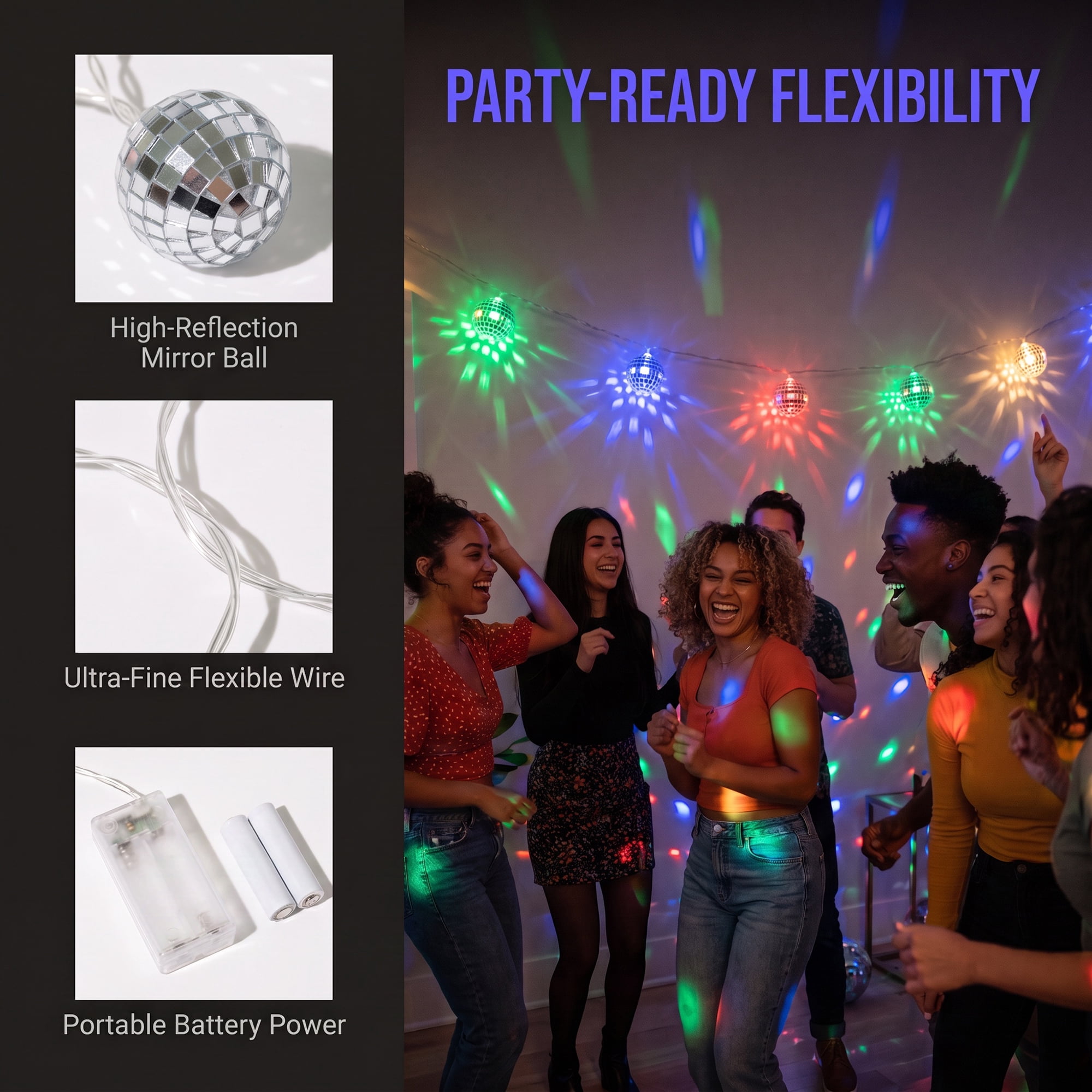 Unique Bargains Chic Punched Metal Lights for Festive 4.9 ft Colorful Battery Operated