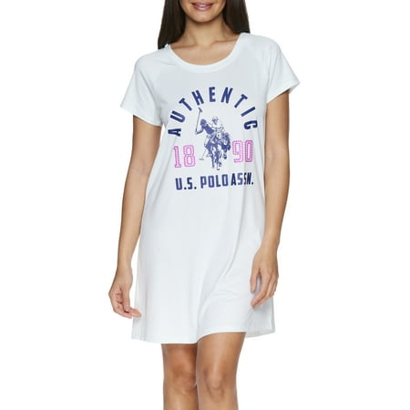 U.S. Polo Assn. Women's and Women's Plus Short Sleeve Nightgown Pajama Dress