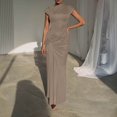 thumbnail image 2 of Women's Casual Dress Flowy Long Maxi Dress Round Neck Comfortable Everyday Wear Outfit Versatile, 2 of 4