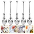 thumbnail image 4 of Juego de 5 cucharas para helado con cuentas, de acero inoxidable y aleación de zinc, para mezclar y hacer manualidades., 4 of 7