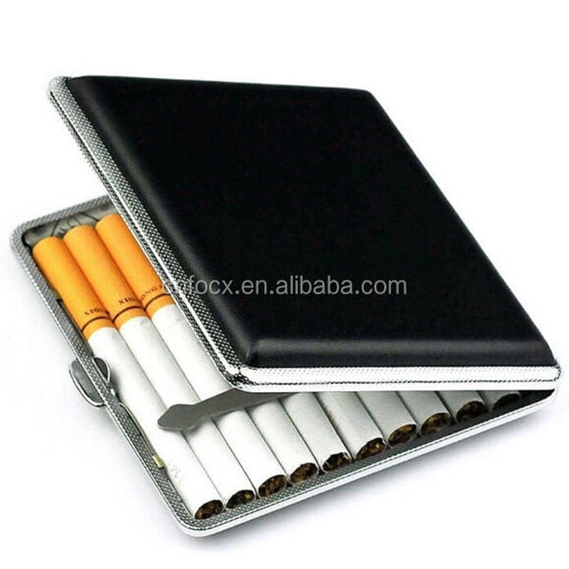 Caja de tabaco de cuero metálico/caja de cigarrillos/contenedor de tabaco brillar Hogar