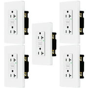 20amp GFCI Outlets, Non-Tamper-Resistant GFI Duplex Receptacles with LED Indicator, Ground Fault Circuit Interrupter with Wall Plate, ETL Listed, White, 5 Pack