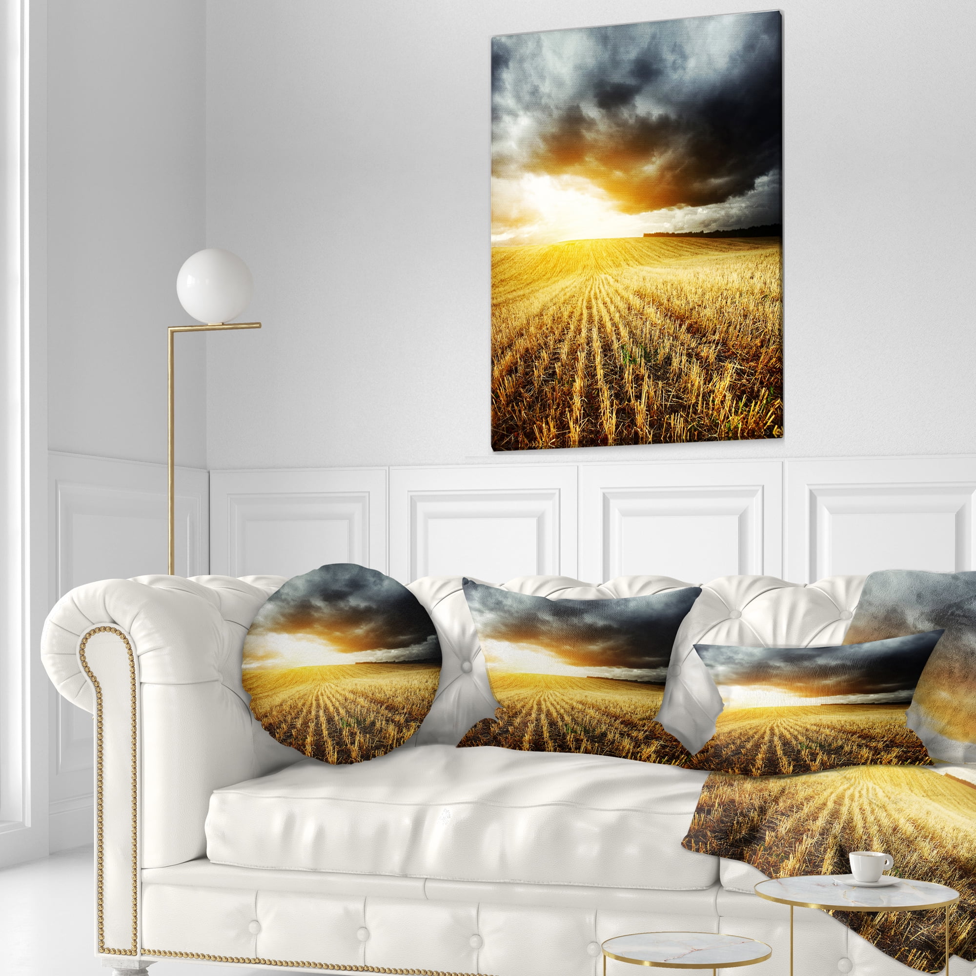 Designart 12" x 20" Yellow Polyester Throw Pillow