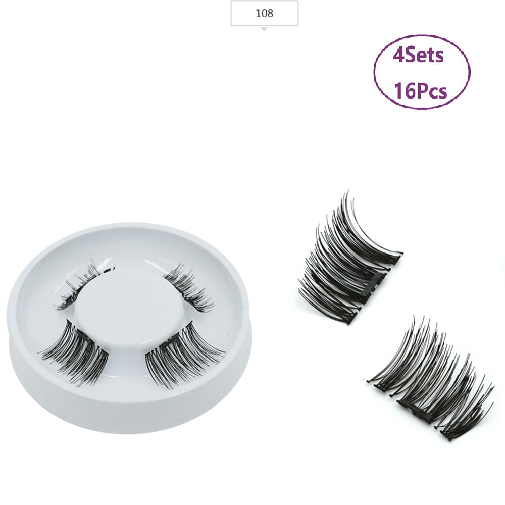 4Sets/16Pcs Single False Eyelashes (Clue Free)Soft Natural