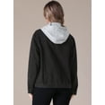 thumbnail image 4 of Unique Bargains Women's Denim Long Sleeves Jacket with Detachable Hoodie M Black, 4 of 7