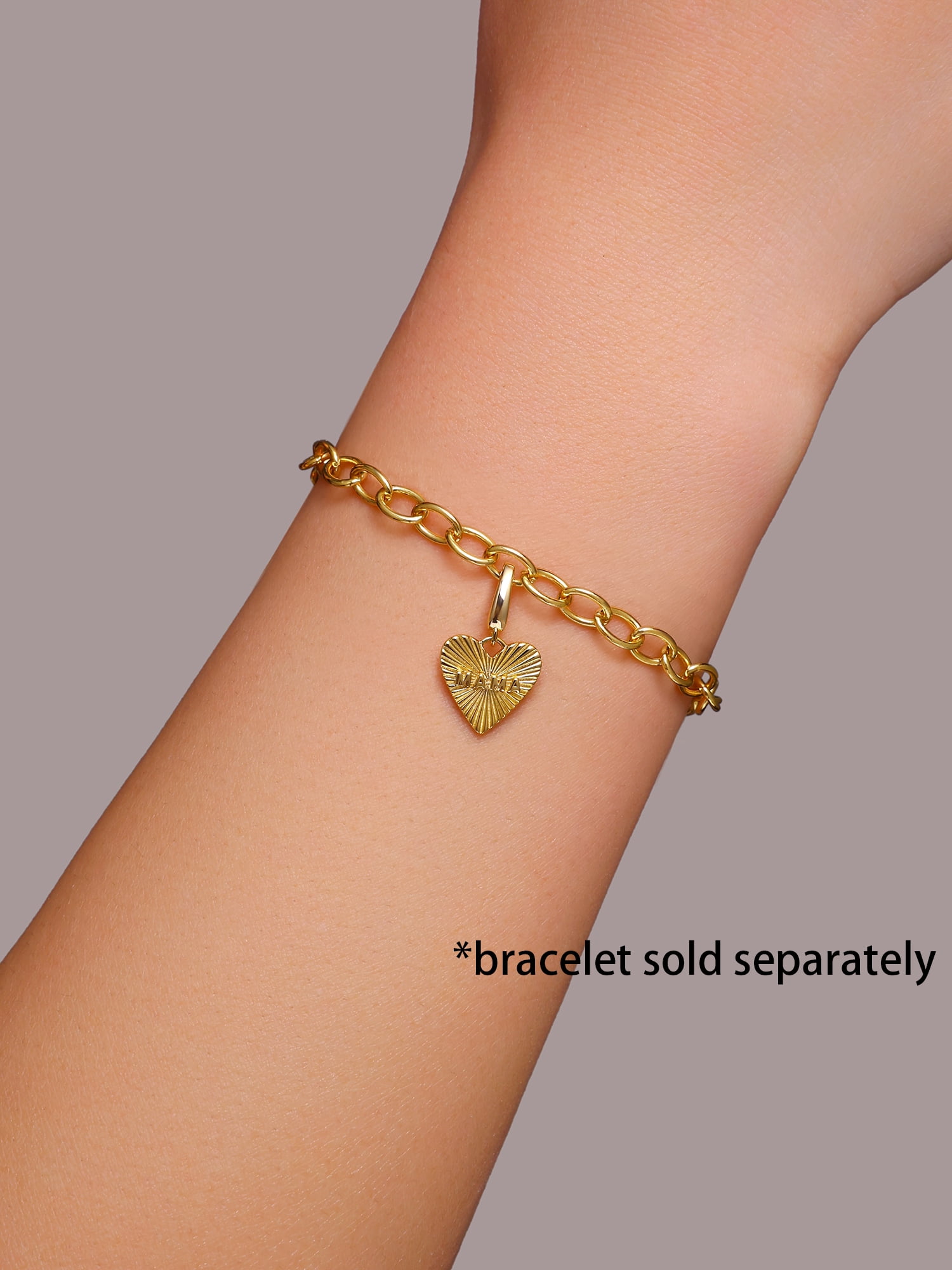 Brilliance Fine Jewelry Mama Heart Charm in 14KT Gold Plated Sterling Silver