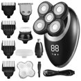 thumbnail image 1 of Afeitadora eléctrica para hombres, recortadora de pelo de barba, maquinilla de afeitar eléctrica 5D flotante, cinco cabezales de hoja, recortadora de pelo de nariz eléctrica, pantalla LCD Tan Jianjun unisex, 1 of 2