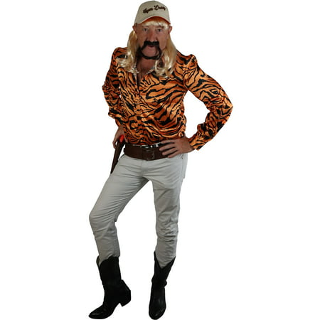 Jerry Leigh Tiger King Halloween Costume Kit for Adults, Includes Tiger Print Shirt and Holster Belt