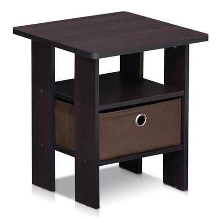 LRL End Table Bedroom Night Stand with Bin Drawer Dark Walnut