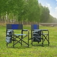 thumbnail image 3 of CoSoTower 2-Piece Padded Folding Outdoor Chair with Storage Pockets, Lightweight Oversized Directors Chair for Indoor, Outdoor Camping, Picnics and Fishing, Blue/Grey, 3 of 9