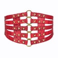 thumbnail image 4 of Prolriy Corset Belts for Women, Women's Fashion Vintage Wide Waist Belt Elastic Stretch Belts with Interlock Buckle Womens Belt Red One Size, 4 of 5