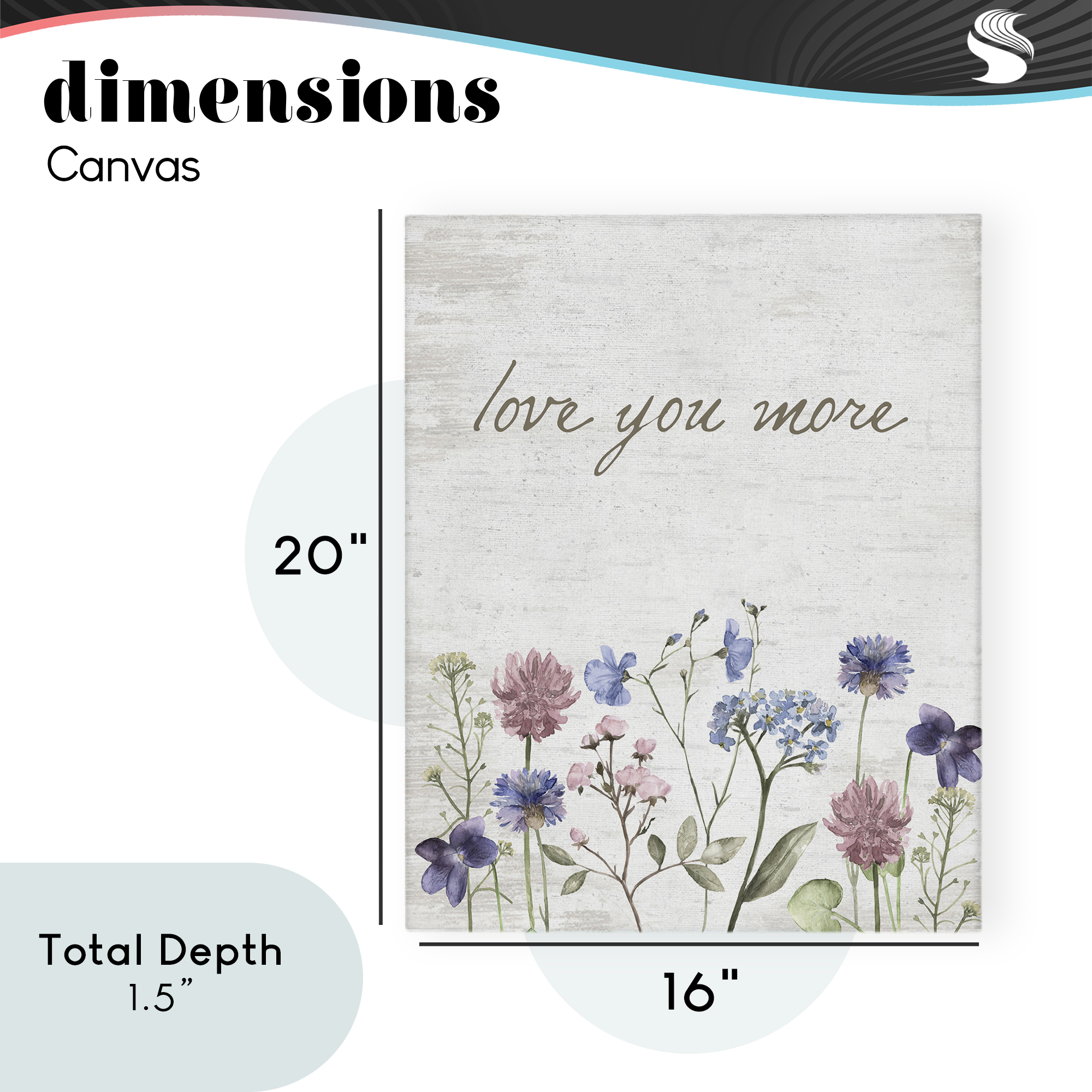 Love You More Wildflowers Canvas Wall Art, design by Lettered and Lined
