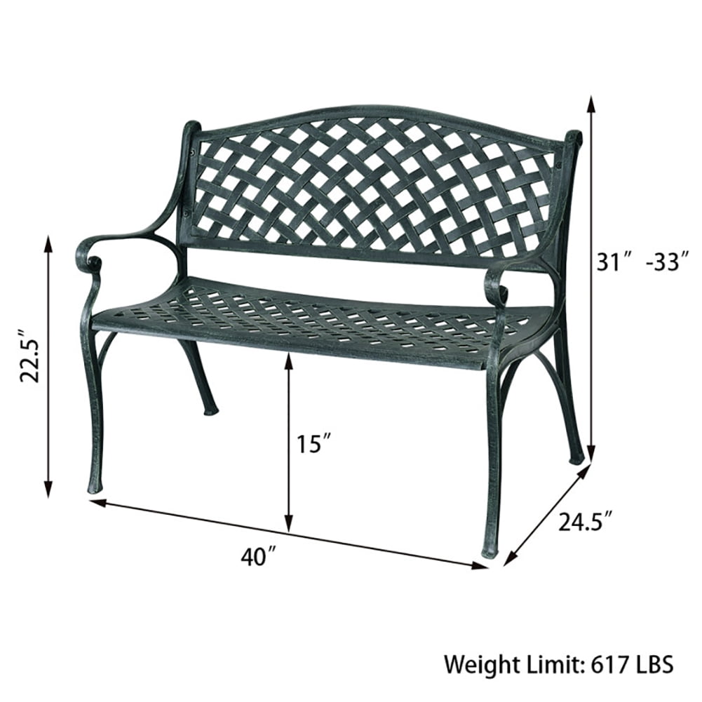Aimee Lii 40" Outdoor Aluminum Antique Garden Patio Bench, Outdoor Patio Furniture Aimee Lii 40" Outdoor Aluminum Antique Garden Patio Bench, Outdoor Patio Furniture