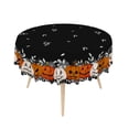 thumbnail image 6 of Duangreer 60''Round Halloween Tablecloth, Black Scared Pumpkin Print, Washable Picnic Table Cover for Party, Dining, Indoor and Outdoor, 6 of 6