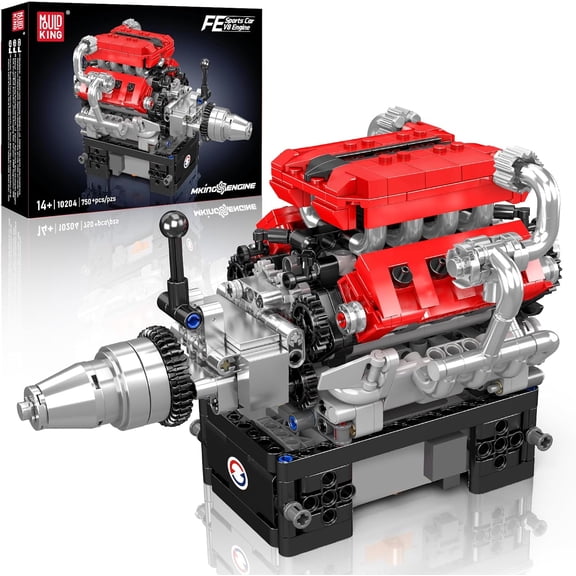 V8 Engine Model That Works - Build Your Own V8 Engine Toy, 8-Cylinder Petrol Car Engine Replica Model Building Kit (750PCS)