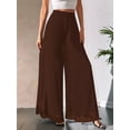 thumbnail image 5 of Women'S Chiffon Dress Beach Wide Leg Palazzo Pants Trouser Dark Brown S, 5 of 8