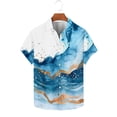 thumbnail image 2 of Ecqkame Men's Hawaiian Tops Short Sleeve Tropical Floral Printed Shirts Button Down Holiday Vacation Beach Shirt Clothings Blue L, 2 of 5