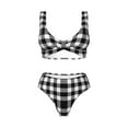 thumbnail image 4 of Rocae White And Black Plaid for Bikini Set for Women Two Piece Sexy High Swimsuits Split Crossover Bikini XX-Large, 4 of 9