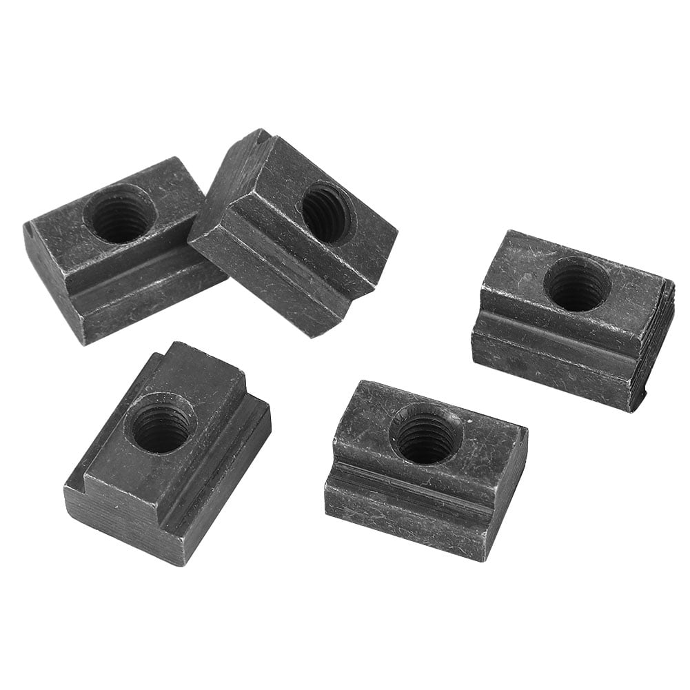 T-Nut Tapped Through Pack Of 5 for Industrial Replacement Workshop Supplies Fastener Hardware Workshop Tools Carbon Steel T-Slot Nut 