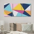 thumbnail image 2 of PixonSign Canvas Print Wall Art Set Geometric Triangular Illusion Abstract Shapes Illustrations Pop Art Modern 3D Colorful Multicolor Neon for Living Room, Bedroom, Office - 24"x36"x3, 2 of 5