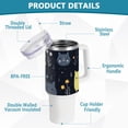 thumbnail image 4 of Rats Mouse Flowers Leaves Black 40 oz Tumbler with Handle Insulated&nbsp;Travel Mug&nbsp;Lid Straw Leak Proof Steel Vacuum Water Bottles Glasses Fits in Car Cup Holder, 4 of 7
