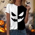 thumbnail image 6 of Godom Halloween Shirts for Women Graphic Letter Print T Shirt Short Sleeve Tees Tops, 6 of 7
