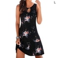 thumbnail image 1 of Robe Bohème Femme Vêtements de Plage Sans Manches Mini Mini Robe Robe, Noir, Imprimé, L, 1 of 5