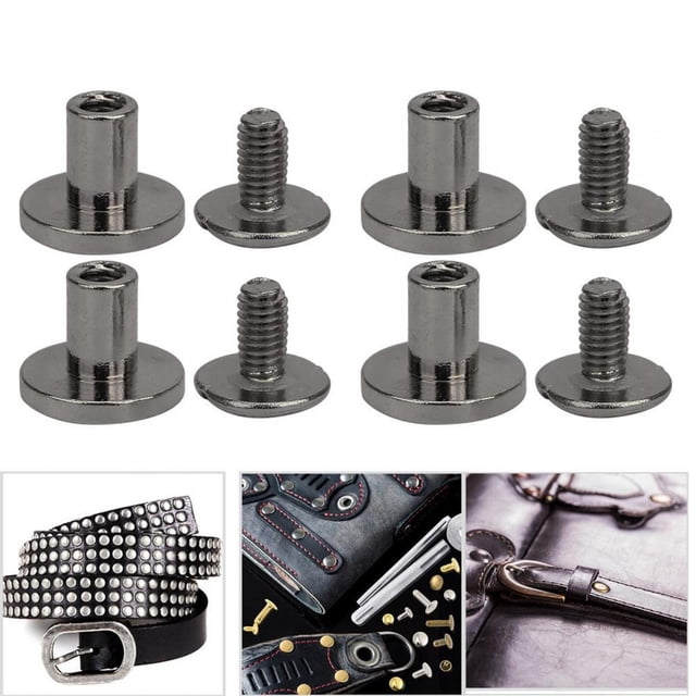 Ccdes Flat Head Rivet,50 Set 8mm Pure Copper Flat Head Rivets Leather Strap Screws Kit for Notebook Binding,Binding Rivet