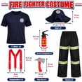thumbnail image 4 of IROOZIGOTO Mens Firefighter Cosplay Costume Set Relaxed Fit Crew Neck Short Sleeve with Hat Props Halloween Role Play Party Outfit, 4 of 9