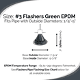 thumbnail image 3 of Flashers #3 Green EPDM Flexible Roof Jack Pipe Boot Metal Roofing Pipe Flashing (Pipe OD 1/4" to 5"), 3 of 6