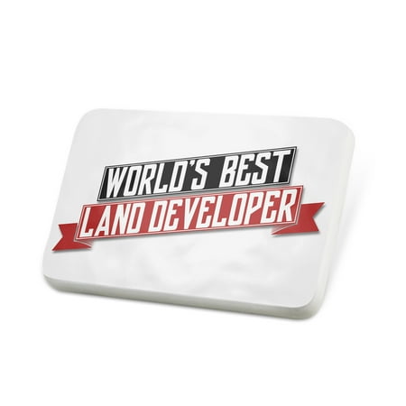 Porcelein Pin Worlds Best Land Developer Lapel Badge – (Best Land In The World)